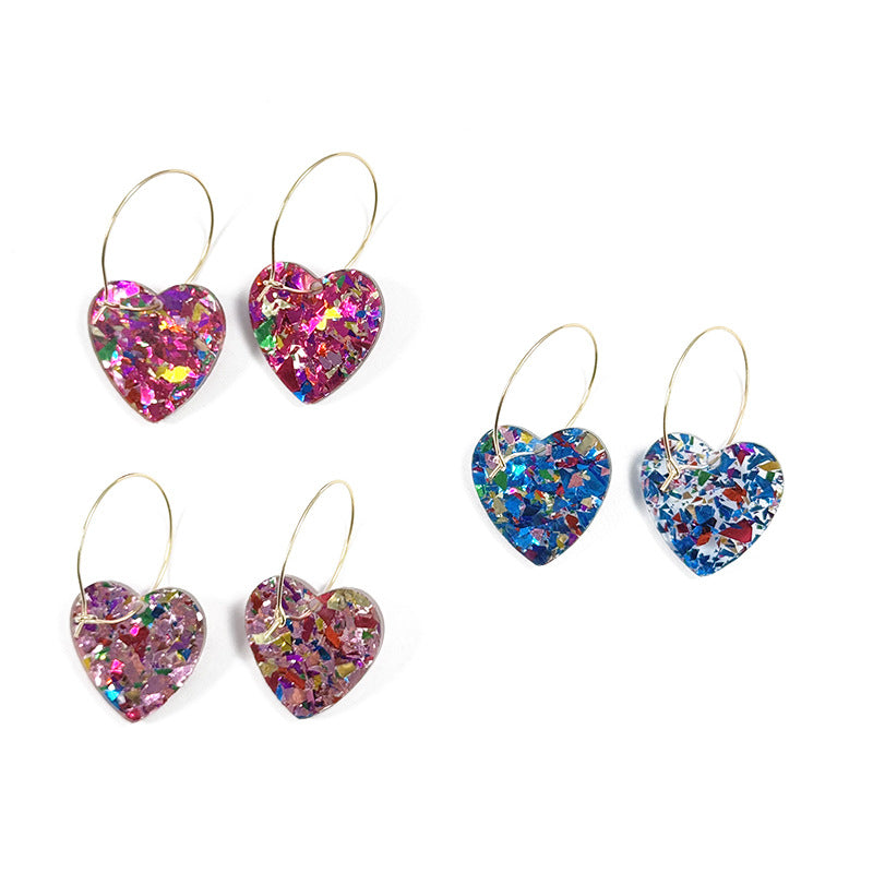 Wholesale Cross-border AliExpress New Romantic Sequins Transparent Love Earrings Niche Design Valentine's Day Series Earrings